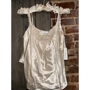 Erika Taylor Intimates Vintage Cami & Shorts Set NWT Ivory Satin Sz M deadstock